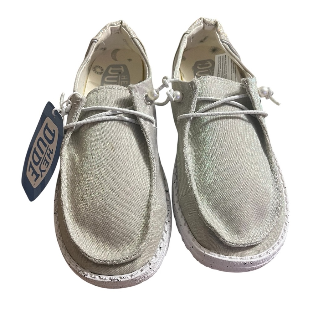 Hey Dude Women's Celestial Shine Ivory Slip-On Flats